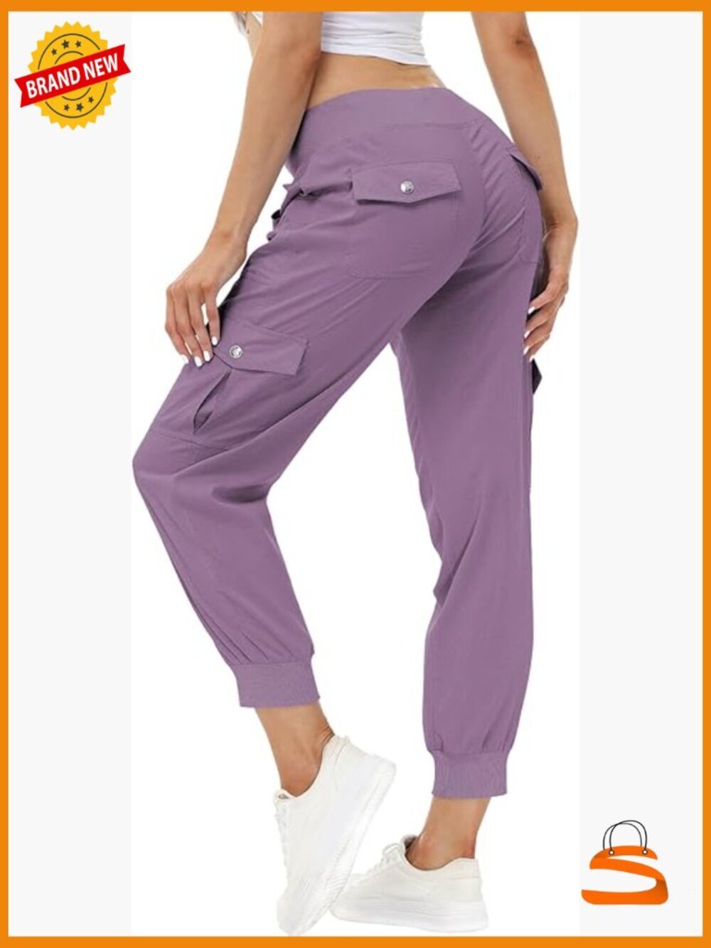 Women's Lightweight Hiking Cargo Pants Quick Dry Joggers Elastic Waist